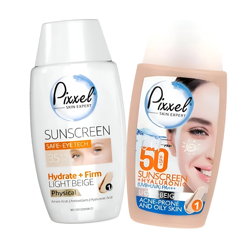 00102944p6 پک ضد آفتاب دور چشم و صورت پیکسل بژ روشن