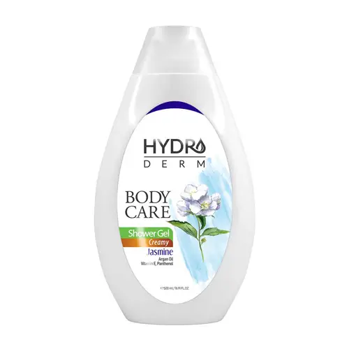 body care jasmine and argan creamy shower gel hydroderm 500ml شامپو بدن کرمی هیدرودرم یاس و آرگان 500ml