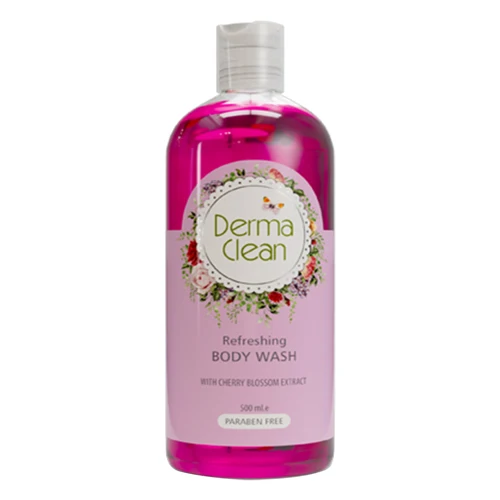 derma clean cherry blossom extract refreshing bodywash 500ml شامپو بدن درماکلین خوشبو کننده و ضد تعریق شکوه گیلاس