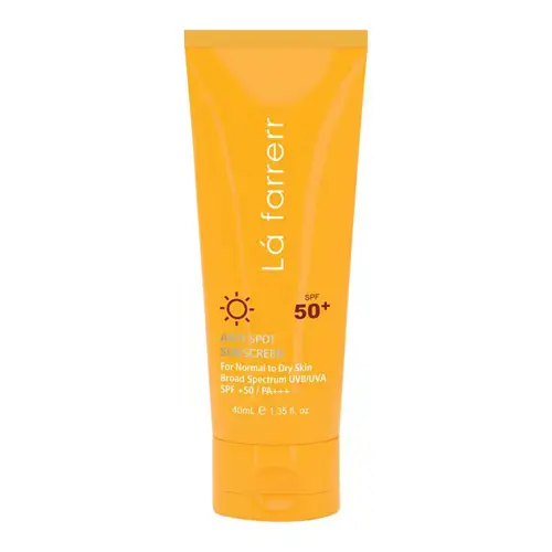 lafarrerr anti spot sunscreen for normal to dry skin کرم ضد آفتاب لافار بی رنگ SPF50 ضد لک پوست نرمال و خشک