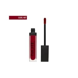 رژ لب مایع مات رنگ اناری نوت 407 استاندارد وگان