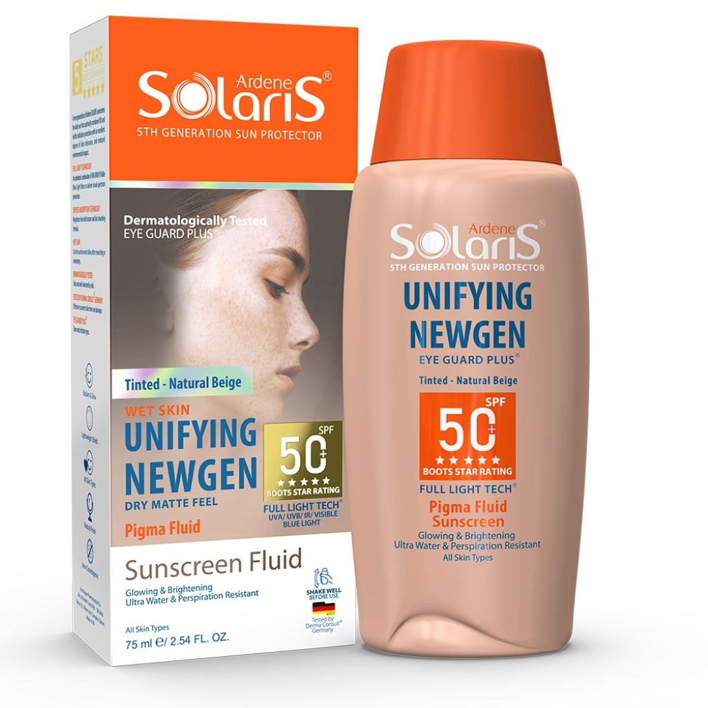 بدوروژ ضدآفتاب فلوئیدی آردن سولاریس SPF50 مدل Unifying Newgen بژ طبیعی ضدآفتاب فلوئیدی آردن سولاریس SPF50 مدل Unifying Newgen بژ طبیعی