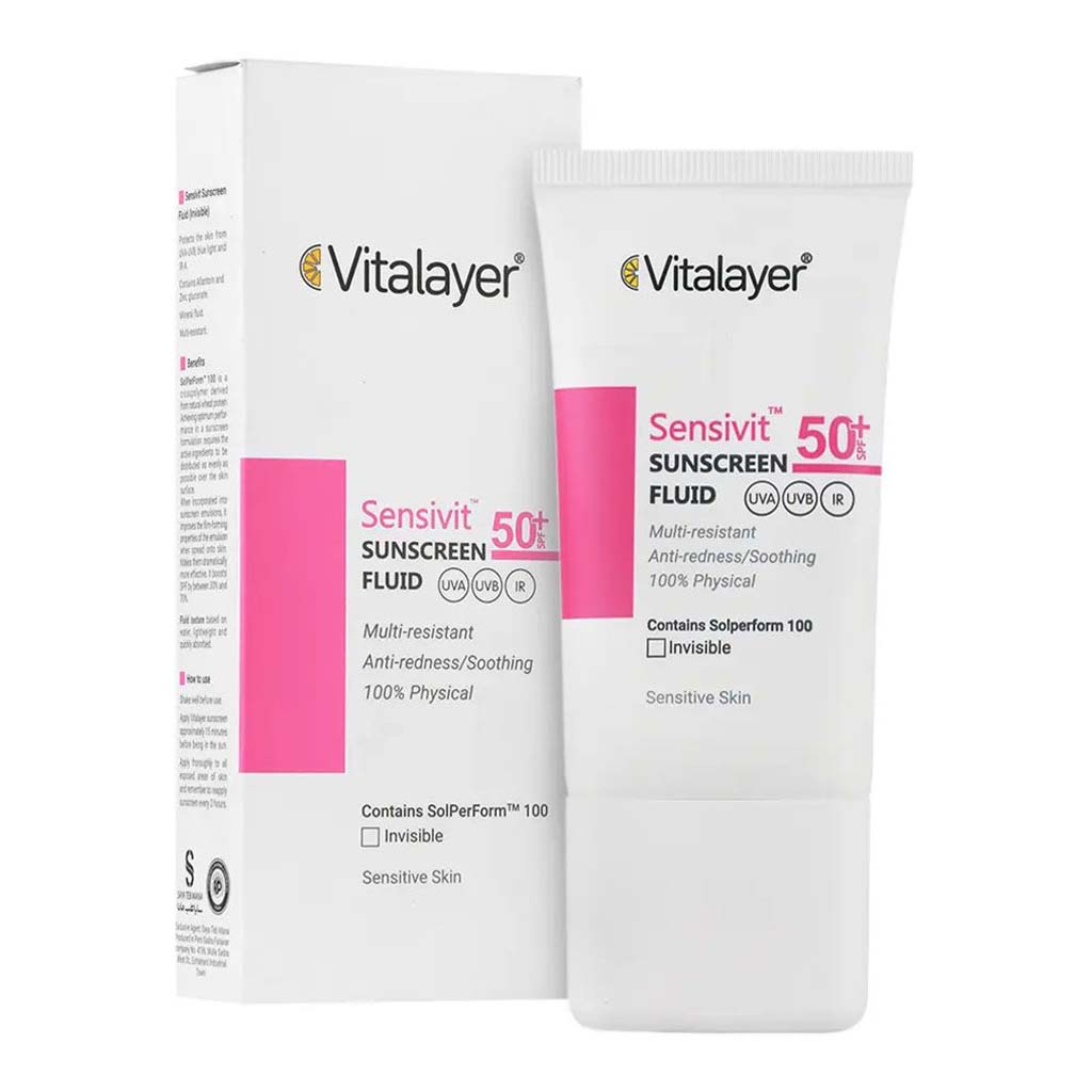 فلوئید-ضد-آفتاب-سنسیویت-بی-رنگ ضد آفتاب فلوئیدی ویتالیر سنسی ویت بی رنگ 50ml