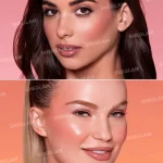 تست رنگ رژگونه مایع شیگلم رنگ hush hush روی لب