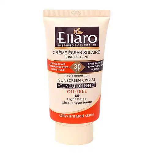 Oil Free Sunscreen Tinted Cream SPF30 ELLARO کرم ضد آفتاب رنگی الارو SPF30 بژ روشن 40ml