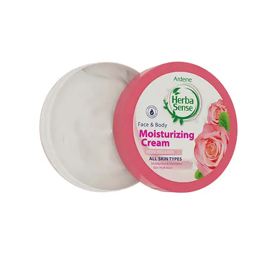 ardene herba sense moisturizing cream-british rose and milk 150g کرم مرطوب کننده صورت و بدن آردن هرباسنس رز و شیر 150g