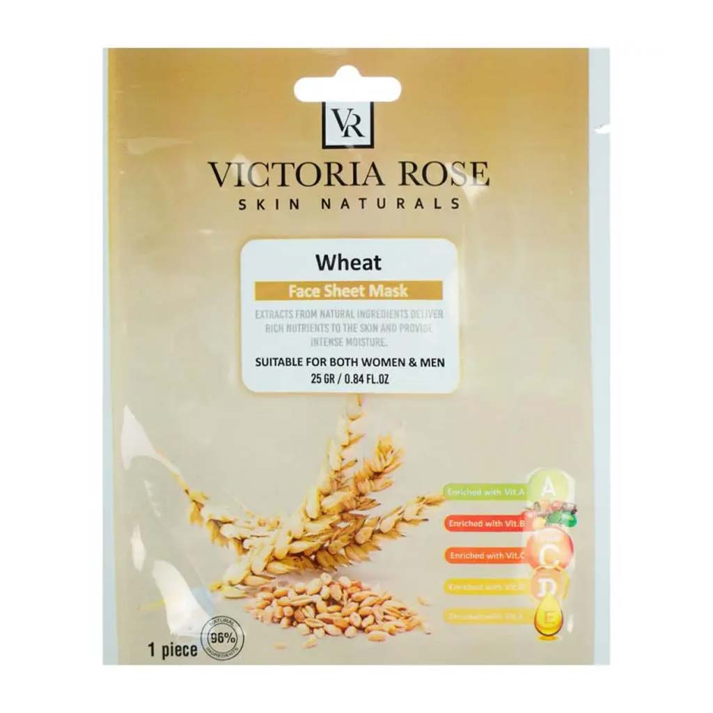 ماسک-صورت-ورقه-ای-ویکتوریا-رز-حاوی-عصاره-گندم ماسک صورت ورقه ای ویکتوریا رز عصاره گندم
