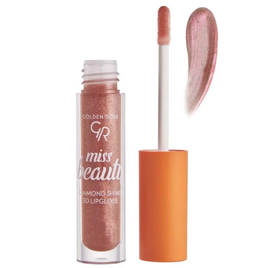 میس-بیوتی-رژلب-مایع-شاین-دیاموند-03-sunkissed رژ لب مایع حجم دهنده شاین دار گلدن رز میس بیوتی sunkissed کد 03