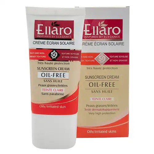 کرم ضد آفتاب spf50 فاقد چربی بژ روشن کرم ضد آفتاب بژ روشن SPF50 الارو فاقد چربی 50ml