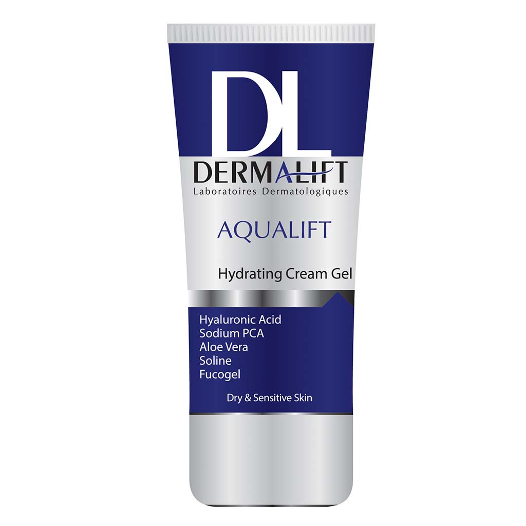 کرم-ژل-آبرسان-پوست-های-خشک-و-حساس-درمالیفت کرم ژل آبرسان آکوالیفت پوست خشک و حساس 50ml برند درمالیفت