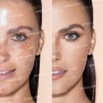 تست رنگ کانسیلر بوستر پد دار شیگلم رنگ nude روی صورت