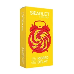 کاندوم تاخیری شیاردار اسکارلت 12 عددی مدل RIBBED DELAY