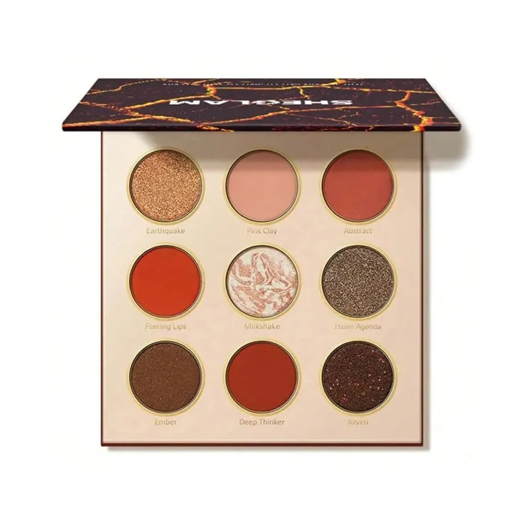 Shiglam 9 color shade palette, Lots To Lava model پالت سایه 9 رنگ شیگلم nude beginnings