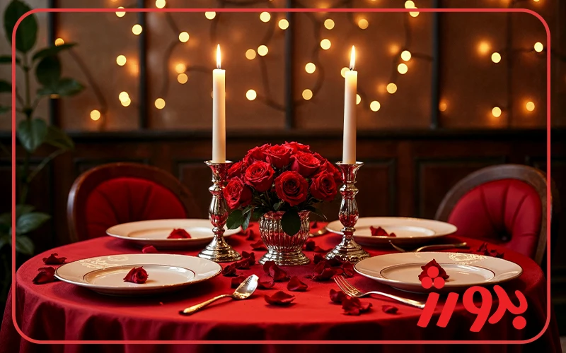 کادو یا شام لاکچری برای ولنتاین تم قرمز