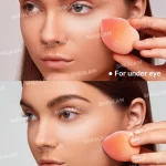 تست اسپانج آرایشی هلویی شیگلم روی صورت