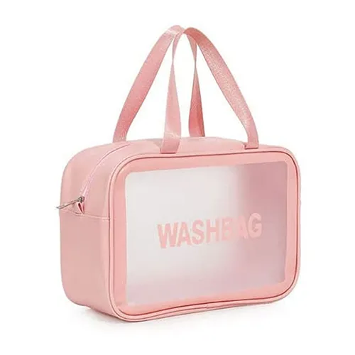 Large pink Womens Makeup Wash Bag کیف لوازم آرایش زنانه واش بگ بزرگ صورتی