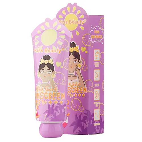 Kiss Beauty 24k Gold Sun Creeam کرم ضد آفتاب کیس بیوتی 24k بی رنگ SPF90