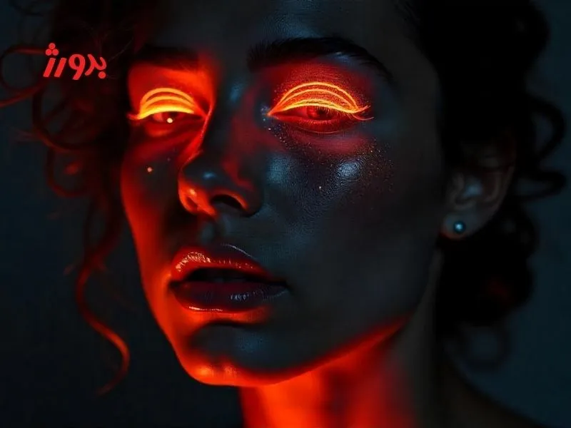 خانم با آرایش سایه و ریمل بلاک لایت نارنجی