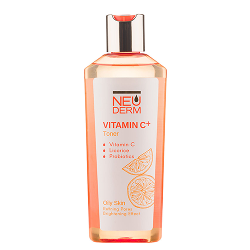 neoderm-vitaminc-toner-oily-skin-200ml تونر پاک کننده پوست صورت نئودرم حاوی ویتامین C مناسب پوست چرب 200ml