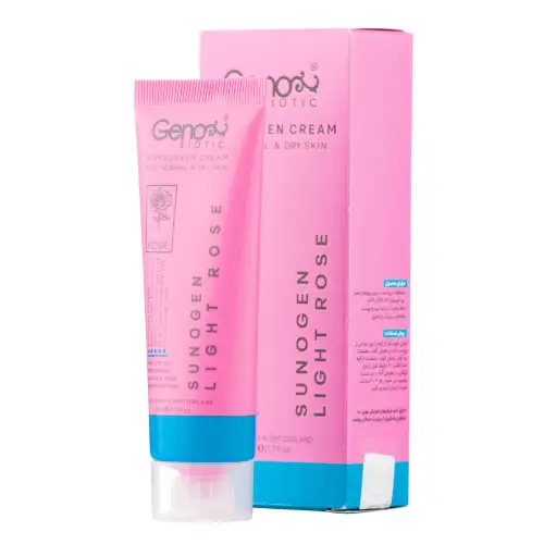 001029440u کرم ضد آفتاب ژنوبایوتیک رنگ رز روشن مدل سانو ژن SPF 50 پوست خشک