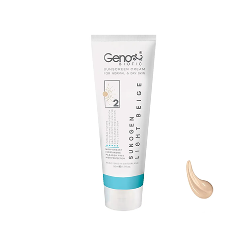 0010294s60 کرم ضد آفتاب رنگی ژنو بایوتیک مدل سانو ژن رنگ بژ روشن SPF 50