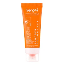 کرم ضد آفتاب ژنوبایوتیک بی رنگ مدل سانو ژن پوست چرب SPF 50