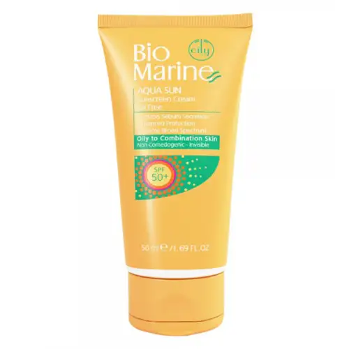 001029465y ضد آفتاب بایو مارین بی رنگ پوست چرب و جوشدار SPF 50