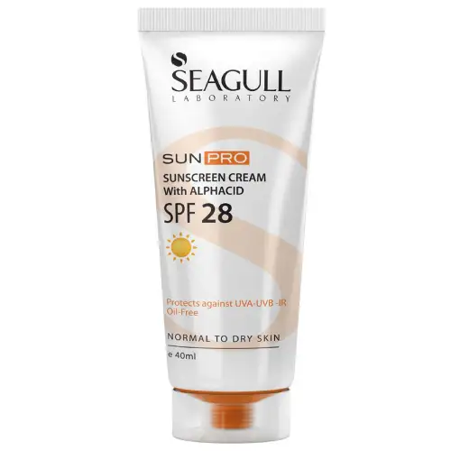 00102946aq کرم ضد آفتاب بی رنگ سی گل SPF28 مدل Alphacid