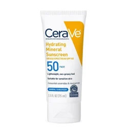 لوسیون ضد آفتاب بی رنگ سراوی SPF 50 Hydrating Mineral حجم 75 میلی لیتر