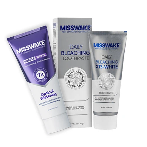 misswake-toothpaste-package پکیج سفیدکننده میسویک خمیردندان ضد زردی و بلیچینگ دوتایی