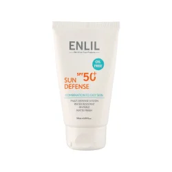 کرم ضد آفتاب بی رنگ انلیل پوست چرب سان دیفنس SPF 50