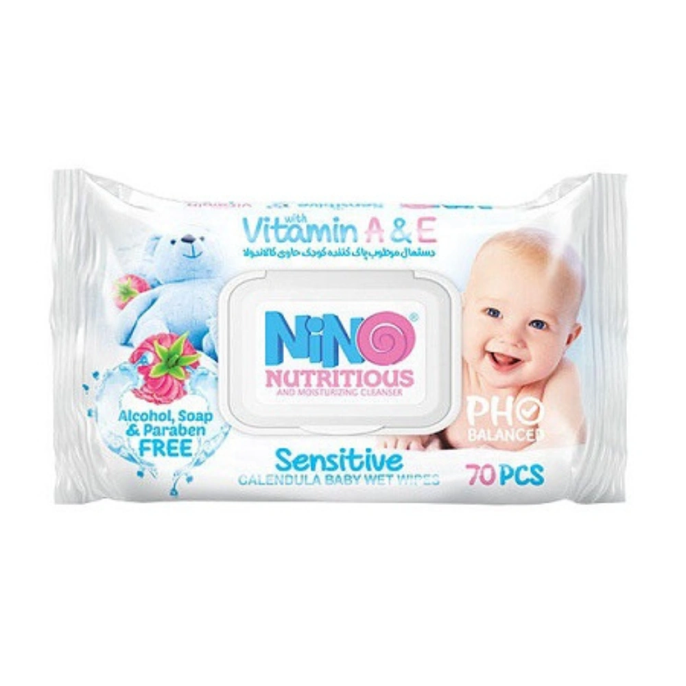 0010383njp دستمال مرطوب کودک نینو مدل کالاندولا میوه ای 70 برگ