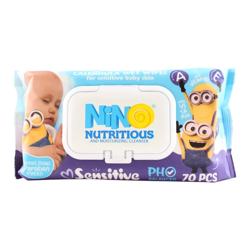 0010383psc دستمال مرطوب کودک نینو درب دار مدل مینیون 70 برگ