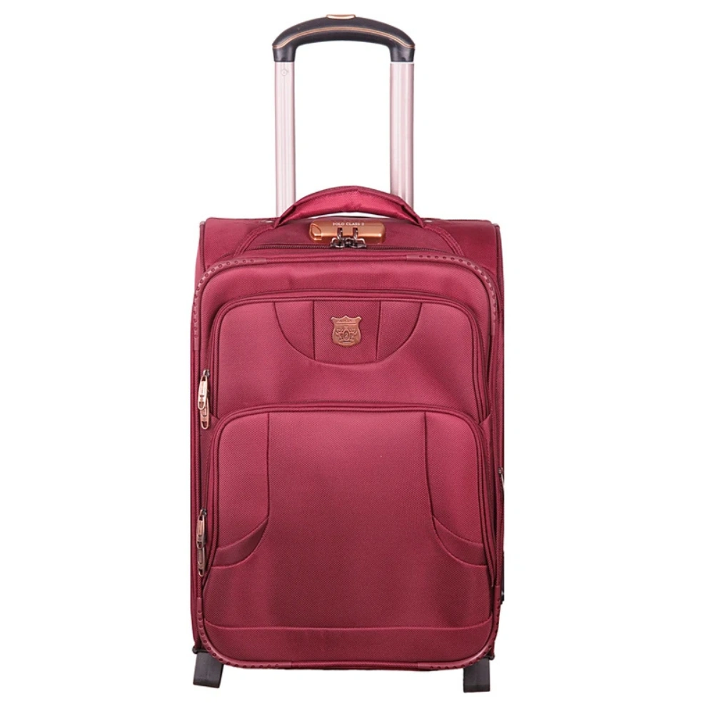 001995756p-1 چمدان پولو کلاس زرشکی زیپ دوبل سایز کوچک ارتفاع 50 سانتی متر