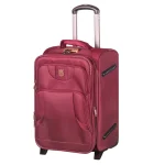 دسته و جیب های چمدان پولو کلاس زرشکی زیپ دوبل سایز کوچک ارتفاع 50 سانتی متر