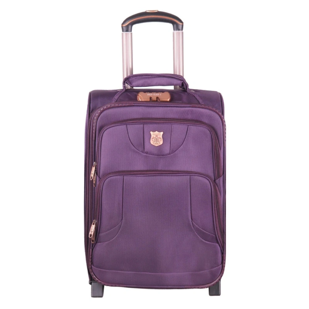 001995770y چمدان پولو کلاس بنفش زیپ دوبل سایز کوچک ارتفاع 50 سانتی متر
