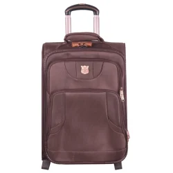 چمدان پولو کلاس قهوه ای زیپ دوبل سایز کوچک ارتفاع 50 سانتی متر