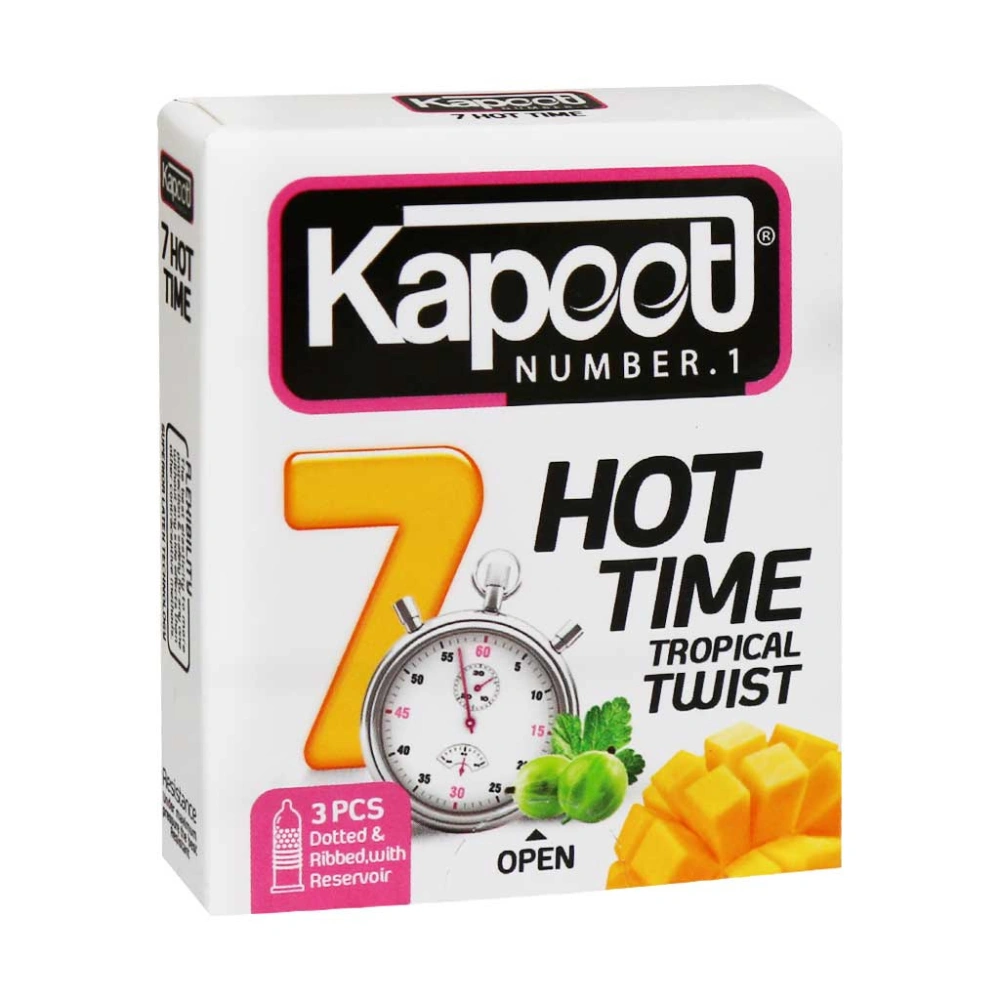 0010428hqh کاندوم 3 عدد تأخیری کاپوت 7 کاره Time Tropical Twist