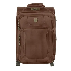 چمدان پولو کلاس قهوه ای زیپ دوبل سایز کوچک ارتفاع 50 سانتی متر